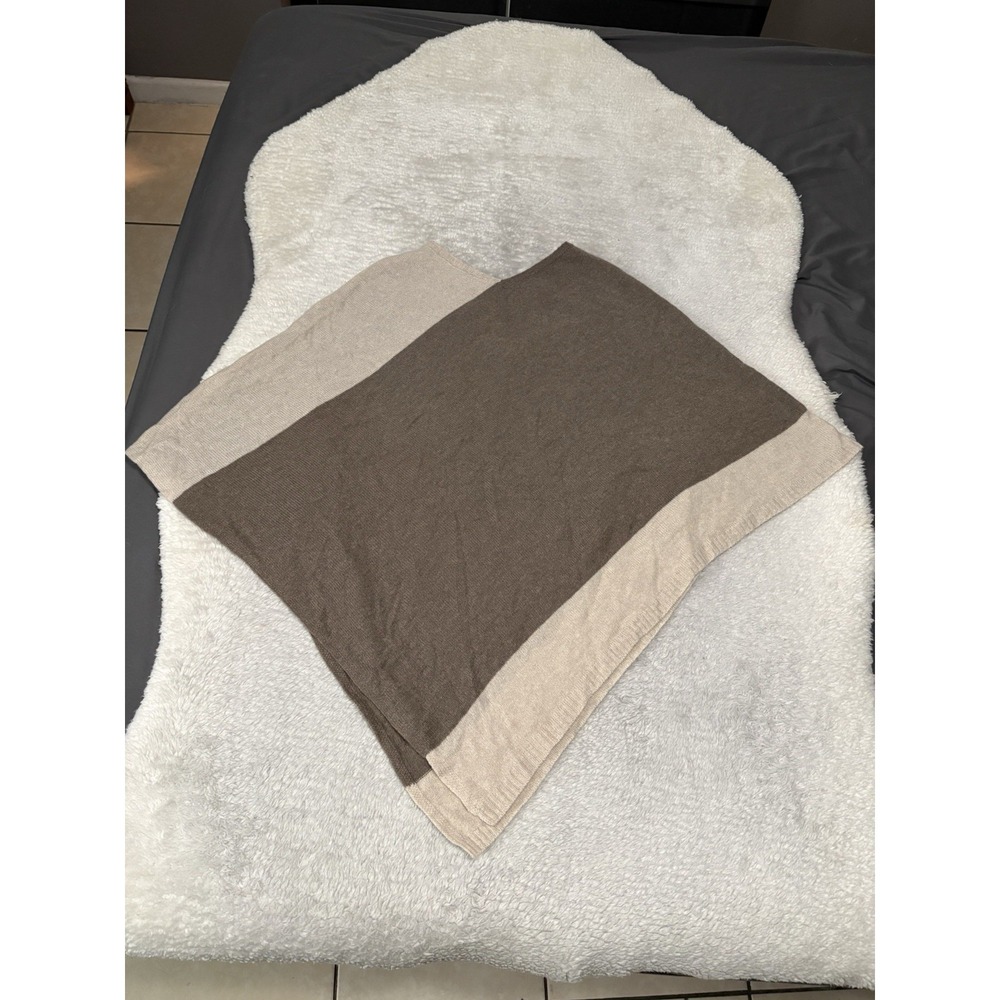 BERYLL 100% cashmere color block poncho sweater Tan gray One Size OS